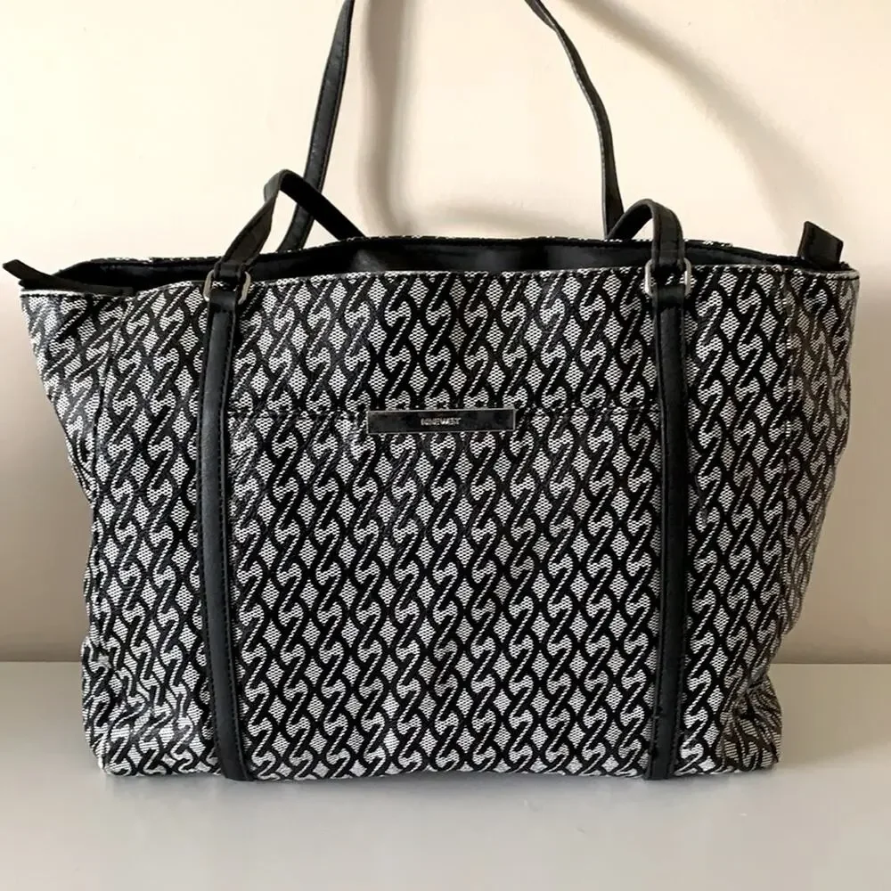 Nine West Jacquard Handbag Black and Gray